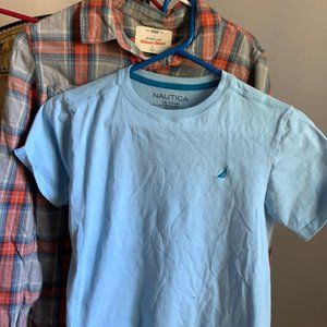 Flannel Shirt and Nautica Blue T-Shirt Boy 14/XL for Layering